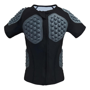 Padded Compression Shirt Black Short Sleeve Zipper Front Unisex Football Protective Gear Fitted Neoprene Adult Apparel - Product Image 1