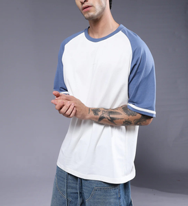 T-shirt Homme Coupe Boxy Oversize 100% Coton Color Block Raglan 240 GSM Écologique Personnalisable avec Logo OEM – Meilleures Ventes - Product Image 1