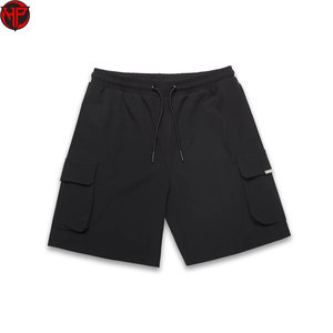 Black Men's Cargo Shorts Breathable Quick Dry Multi Pocket Drawstring Casual Outdoor Beach Short Nylon - Product Image 1