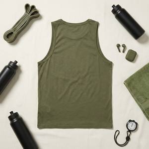 Camiseta Deportiva FIFOSPORTS para Hombre, Color Verde Oliva, sin Mangas, para Gimnasio, 100% Algodón, Transpirable y de Secado Rápido - Product Image 6