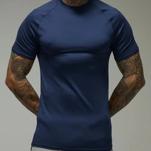 men compression shirt short sleeve gym fitness athletic wear <b>tight</b> fit breathable quick dry stretch training running workout - Product Image 1