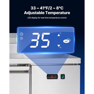 Mesa de Preparación de Pizza Comercial de 93 Pulgadas de Ancho, Mesa de Trabajo con Refrigerador de 20 Pulgadas de Ancho, Equipo de Refrigeración para Cocina de 30.8 Pulgadas - Product Image 5