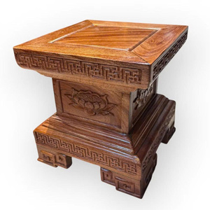 Base Cuadrada de Madera de Huong Sólida y Duradera de Primera Calidad, Pulida y Pintada, Tallada a Mano, para Esculturas de Buda, Estilo Tam Viet - Product Image 4