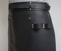 Tablier de taille mi-long en cuir de buffle véritable fait main, style vintage classique, marron rustique, écologique et durable, pour le travail