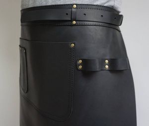 Handmade <b>Half</b>-Length Vintage Classic Buffalo Leather Waist <b>Apron</b> Rustic Brown Genuine Leather Eco-Friendly Durable Workwear - Product Image 4