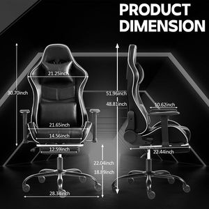 Sedia da Gaming Ergonomica per Adulti, Capacità 180 kg, Comoda Sedia da Ufficio con Supporto Lombare Regolabile per Persone Robuste e Alte - Product Image 3
