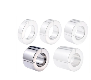 แหวนโลหะแม่เหล็กสีเงินแบบวงแหวนเปิดสำหรับอุปกรณ์ BDSM - Product Image 5