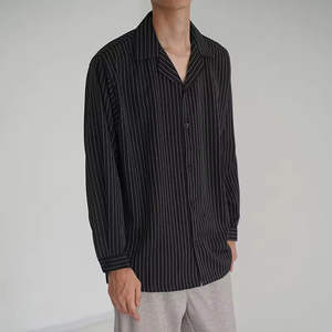 เสื้อเชิ้ตลำลองผู้ชายแบบ OEM สำหรับฤดูใบไม้ผลิและฤดูใบไม้ร่วง |   ผ้าทอลายทางสีพื้น - Product Image 1