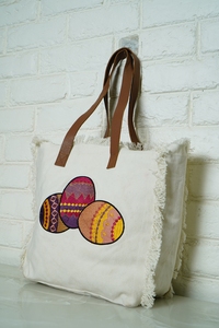 Sac messager en coton personnalisé 2026, style bohème et tendance, pour femme, idéal plage et voyage, broderie machine unie, taille personnalisable - Product Image 2