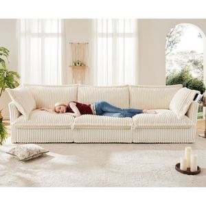 Divano Moderno a 3 Posti con Rivestimento, Braccioli Comodi e Molteplici Cuscini Morbidi, Seduta Profonda e Flessibile per Soggiorno - Product Image 2