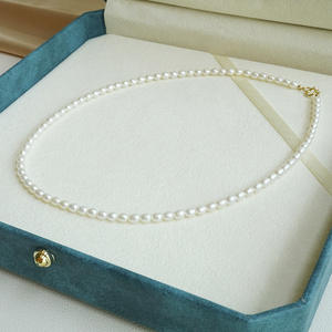 Collier en perles d'eau douce de 3-4 mm, collection automne-hiver, argent 925, design irrégulier, simple et original pour femmes - Product Image 2