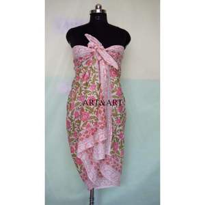 Pareo de algodón estampado a mano para mujer, ligero, ideal para verano, playa, como pañuelo o cubierta de traje de baño, regalo para mujer - Product Image 2