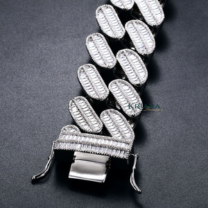 Collar de Cadena de Plata S925 con Baño de Rodio y Moissanita, Engaste de Canal, Estilo Hiphop, Uso Diario - Product Image 3