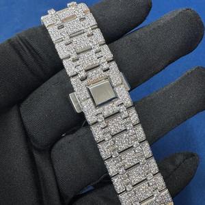 Reloj BOJ A.P Premium VVS con Diamantes, Lujoso, de Aleación de Vidrio y Acero Inoxidable, 20 mm, Completamente Cubierto de Moissanita, Doble Movimiento, 41 mm, Estilo Hip Hop - Product Image 4