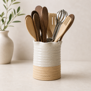 Premium Ceramic <b>Utensil</b> <b>Holder</b> Matte Speckled Finish Tall Body High Capacity Heat Resistant Stable <b>Kitchen</b> Counter organizer - Product Image 6