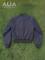 Blouson bomber en coton bleu marine pour homme, coupe classique, fermeture éclair, col rabattable, couleur unie, vêtement décontracté pour l'automne