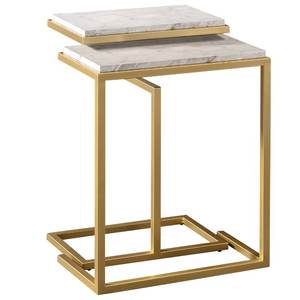 Luxury Modern Metal Nesting Coffee <b>Table</b> <b>Set</b> with Marble Top Contemporary Living Room Side <b>Tables</b> <b>Space</b> <b>Saving</b> Stackable Design - Product Image 3