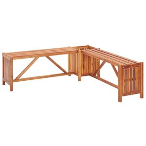 Solid Acacia Wood Patio <b>Corner</b> <b>Bench</b> with Planter 46"x46"x15.7"-Durable Outdoor Furniture - Product Image 1
