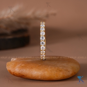 Cut Lab-Grown Diamond Minimalist Eternity Band Solid Yellow Gold | Classic Bridal <b>Stacking</b> <b>Ring</b> | Wedding Anniversary Band KRUP - Product Image 3