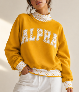 Sudadera Personalizada para Mujer con Cuello Alto, Bordado Chenille de la Hermandad Griega TBSIGMA, Felpa de Algodón, Corte Holgado - Product Image 6
