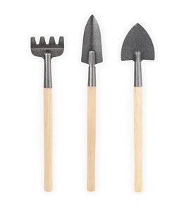 Ensemble élégant de pelle et de cultivateur de jardin en acier texturé robuste avec manches en bois naturel - Product Image 1