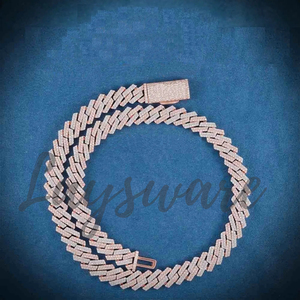 Collar Personalizado de Eslabones Cubanos de Moissanita Unisex Certificado por IGI de 12 mm y 14 mm, Estilo Hip Hop, Plata 925 - Product Image 5