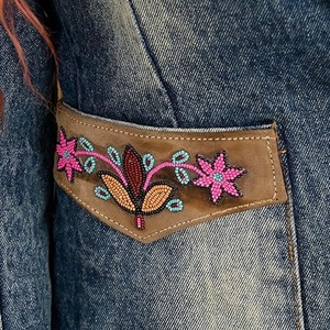 <b>Western</b> Leather <b>Jacket</b> <b>Western</b> Sport <b>Jacket</b> Womens Sport Blazer Womens Leather <b>Jacket</b> Women Denim Coat with Hand Tooling Carving - Product Image 4