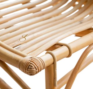 Chaise de salle à manger en rotin à lattes verticales sans accoudoirs, minimaliste, faite à la main, pour appartement contemporain - Product Image 6