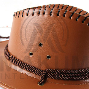 Chapeaux de cowboy unisexes à large bord arrondi en cuir de vachette, pour l'automne et l'hiver, pour la pêche en plein air, l'équitation, chapeau réglable pour hommes et femmes - Product Image 4