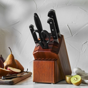 Ensemble de couteaux de cuisine marron avec manches rivetés noirs, lames argentées et ciseaux de cuisine pour couper, trancher et préparer les aliments - Product Image 5
