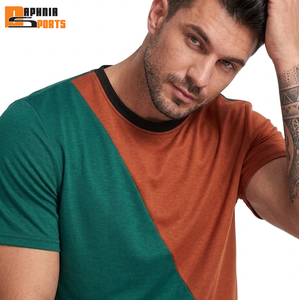 Ensemble T-shirt et short pour homme, color block, manches courtes, séchage rapide, en polyester tricoté, tenue sportive d'été, vente en gros - Product Image 6