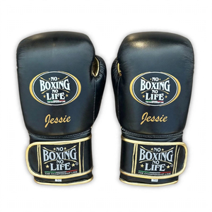 ถุงมือชกมวยไทย Black Gold OEM ผลิตตามสั่ง ไม่มีลาย "Boxing"  ไม่มีลาย "Life"  แบบผูกเชือก  สำหรับมืออาชีพ น้ำหนักเบา เหมาะสำหรับฝึกซ้อมและแข่งขัน - Product Image 3