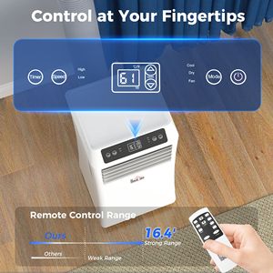 Climatiseur portable 10000 BTU avec mode veille pour les pièces de 441 pieds carrés Nouveau ventilateur de refroidissement et déshumidificateur 3-en-1 avec options de prises UK/EU/US - Product Image 5