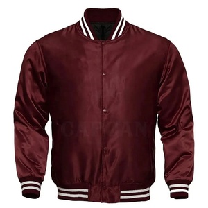 Nouvelle veste bomber en satin de soie épaisse imperméable et écologique de haute qualité pour homme, en bleu marine et rouge, streetwear d'hiver - Product Image 3