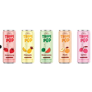 Venta al por Mayor de la Marca Tropipop, Bebida Carbonatada de Té y Jugo Sin Azúcar de 330 ml, Diseño Gratuito, Muestra Gratuita, OEM Disponible - Product Image 1