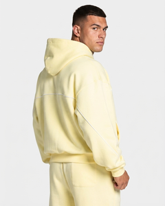 Ensemble de survêtement pour homme OEM jaune clair avec ligne contrastante, qualité supérieure, en molleton de coton respirant, décontracté et oversize - Product Image 4