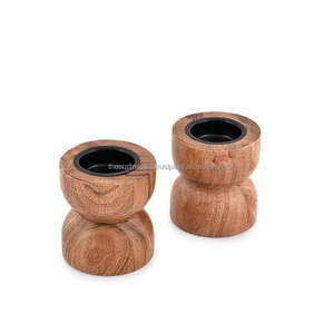 Bougeoirs pilier de bougie en bois de manguier de haute qualité lanternes et bocaux décoratifs de table décoration de maisons et de jardin pour Noël - Product Image 1