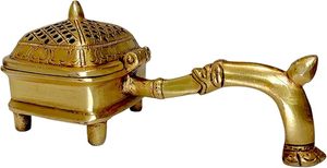 Handcrafted Vintage Brass Incense <b>Burner</b> with Handle Traditional Dhoop Dhuni Pot for Pooja Home Temple Aromatherapy Decor - Product Image 5