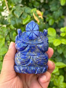 Estatua de Ganesha de Lapislázuli Natural |   Ídolo de Ganesha Tallado a Mano con Gema Azul de 3.25 Pulgadas |   Piedras de Chakra |   Decoración del Hogar Feng Shui - Product Image 5