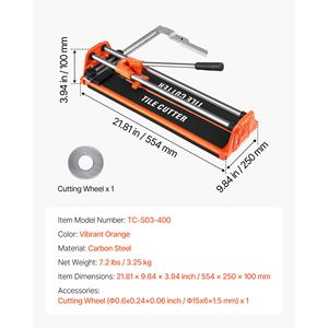 Tagliapiastrelle Manuale da 17 Pollici con Doppia Guida, Ruota in Carburo di Tungsteno di Precisione, Impugnatura Antiscivolo per Piastrelle Lucidate - Product Image 3