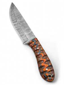 Outil utilitaire à lame fixe en acier Damas artisanal personnalisé avec manche texturé en G10 / Micarta - Product Image 3
