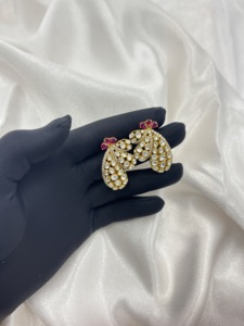 Pendientes de Lujo de Plata de Ley 925 con Moissanita Polki y Piedras de Color Rubí, Acabado en Oro Antiguo, Joyería para Boda - Product Image 6