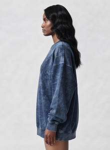 Sudadera Oversize para Mujer, Cuello Redondo, Manga Larga, 100% Algodón Felpa, Largo Extendido, Invierno, 320GSM, Lavado Ácido - Product Image 4
