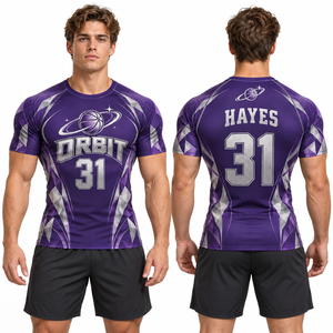 <b>Raglan</b> Compression Shirt Custom Team Logo Polyester Spandex Sports <b>Top</b> OEM Factory Sportswear Teamwear Fitness Practice Gym Wear - Product Image 6