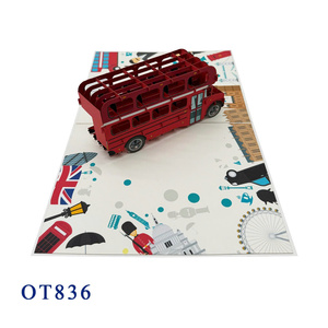 Carte pop-up Bus de Londres, style Noël, lavable, artisanat en papier fait main, découpe de papier, design personnalisé, tendance du moment - Product Image 3