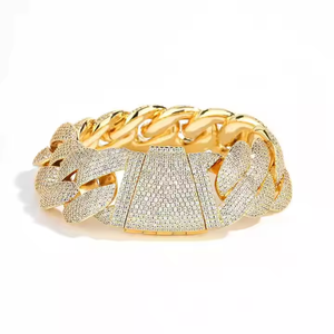 Bracelet Vintel en argent 925 avec moissanite, style hip-hop, maillons cubains, plaqué or rose, micro-incrustations, chaîne unisexe pour mariage, fête, cadeau - Product Image 4