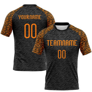 Uniforme de Voleibol Sublimado con Estampado Animal Negro y Naranja, Diseño Nuevo, Personalizado, Ajuste de Compresión, para Hombre, Venta al Por Mayor - Product Image 2