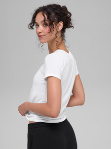 T-shirt court pour femme à manches courtes, col rond, respirant, décontracté, streetwear, tendance, haut d'été - Product Image 4