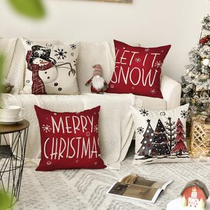 Merry Christmas Snowman 'Let It Snow' 18 X 18 Inch <b>Throw</b> Pillow <b>Covers</b> Xmas Tree Winter Holiday Cushion Case Decoration for <b>Sofa</b> - Product Image 2