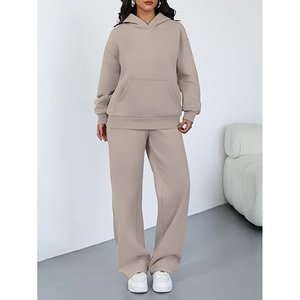 Women Minimalist <b>Hoodie</b> <b>Lounge</b> Set Premium Cotton Blend Casual Sweat Suit - Product Image 2